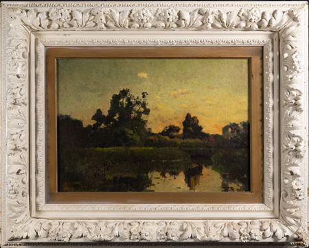 American Tonalist Sunset Landscape Scene