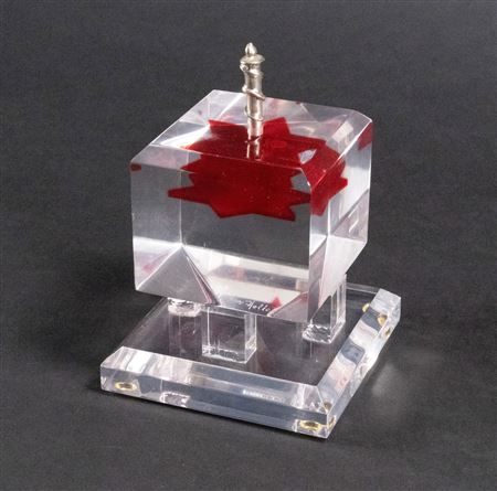 Lucite Judaica Dreidel on Stand