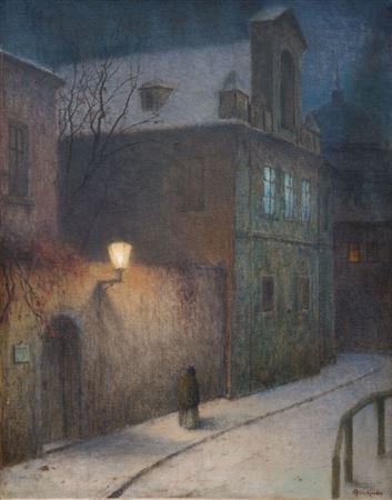 Winter Street by Jakob Schikaneder - Auction record, sale price, and art valuation. Compare with similar artists and explore comparable artworks.