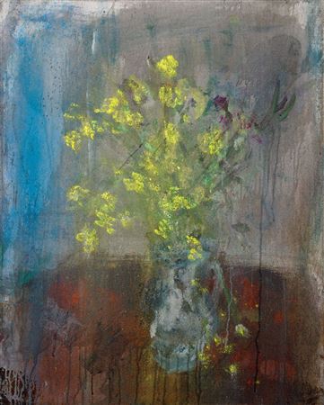 Still Life with a Painted Jug and Field Flowers