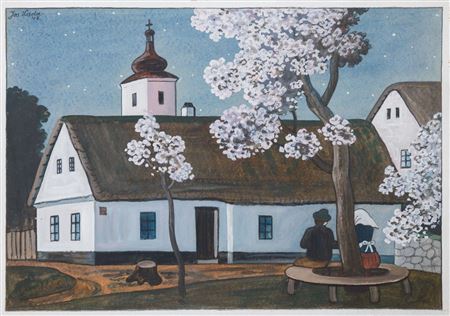 A May Night by Josef Lada - Auction record, sale price, and art valuation. Compare with similar artists and explore comparable artworks.