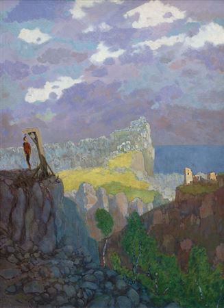 Landscape with a Hangman by Josef Vachal - Auction record, sale price, and art valuation. Compare with similar artists and explore comparable artworks.