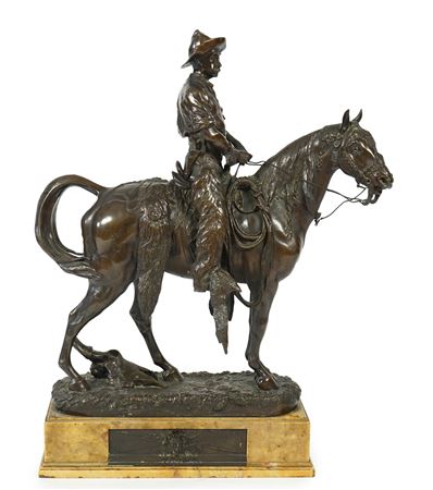 Of the artist, as a cowboy, riding the Arab stallion Skowronek