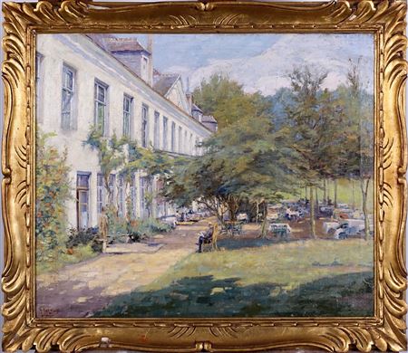 The Rouge-Cloître terrace by Alexandre Tielens - Auction record, sale price, and art valuation. Compare with similar artists and explore comparable artworks.