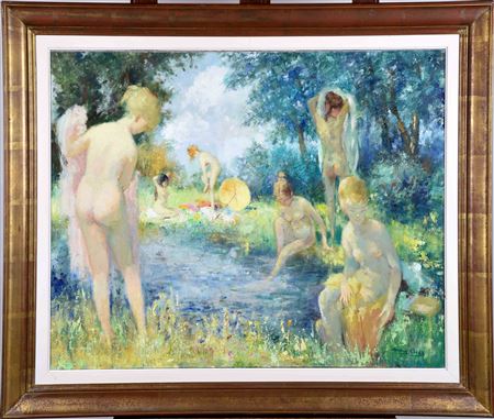 Bathers by Marguerite Aers - Auction record, sale price, and art valuation. Compare with similar artists and explore comparable artworks.