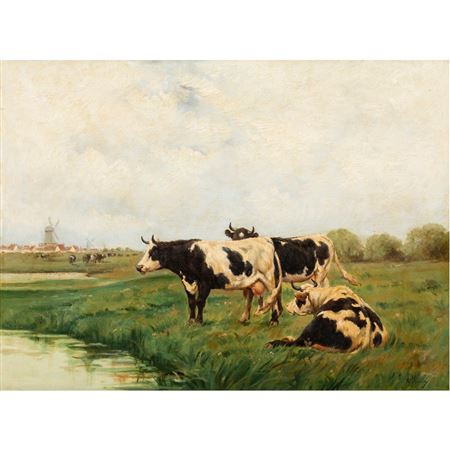 Landscape with Cattle and Distant Windmill