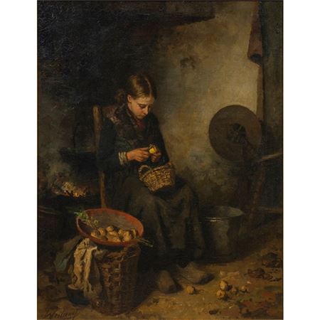 Young Woman Peeling Potatoes