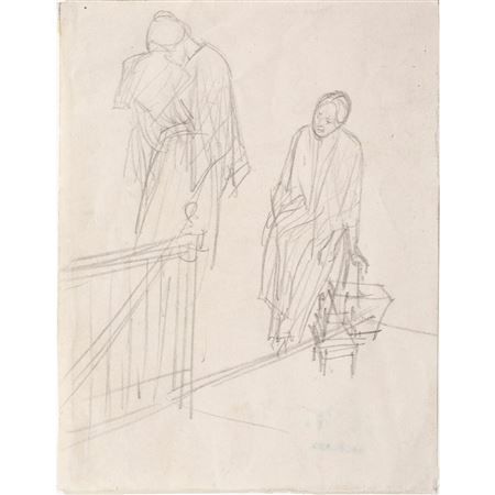 Study of Woman Near Bannister