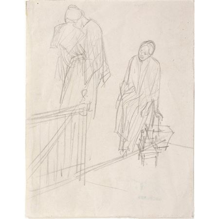 Study of Woman Near Bannister