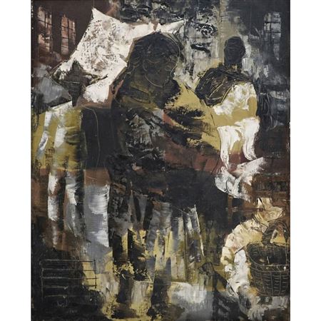 Mother and Child with Figures in Background