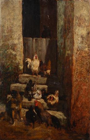 Untitled (Hens and Dog in the Barn)