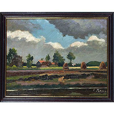 Summer landscape under storm clouds