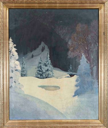 Nocturnal winter landscape in the mountains by Franz Herff - Auction record, sale price, and art valuation. Compare with similar artists and explore comparable artworks.