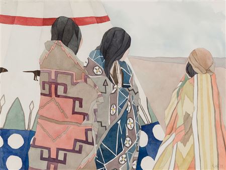 Sample artwork by Irene Klar (Born 1950), known for aboriginal theme painting, printmaking, illustration, teaching - View similar artists and auction records