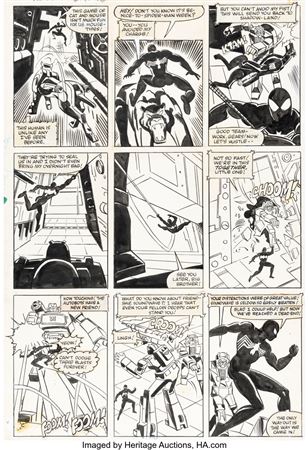 The Transformers #3 Story Page 20 Black Costume Spider-Man Original Art (Marvel, 1985)