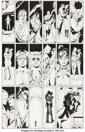 Dave Gibbons and John Higgins Watchmen #7 Story Page 16 Original Art with Matching Production Color Guide (DC, 1987)