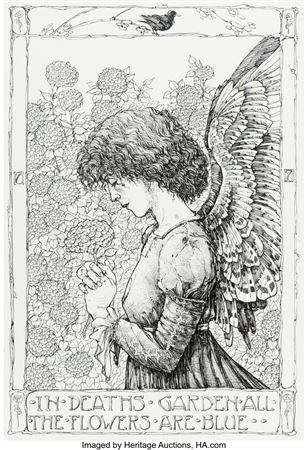 Michael Zulli A Death Gallery "In Deaths Garden All the Flowers Are Blue" Pin-Up Original Art (DC/Vertigo, 1994)