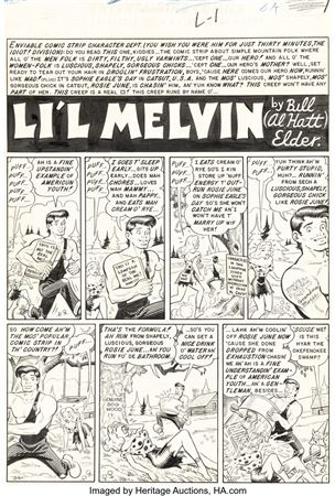 Bill (Will) Elder Panic #3 Complete 8-Page Story "Li'l Melvin" Original Art (EC, 1954).