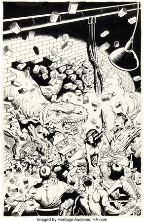 Mark Schultz Xenozoic Tales #1 Cover Original Art and Production Materials Group of 7 (Kitchen Sink Press, 1987)