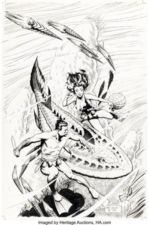 Mark Schultz Xenozoic Tales #5 Cover Original Art (Kitchen Sink Press, 1988)