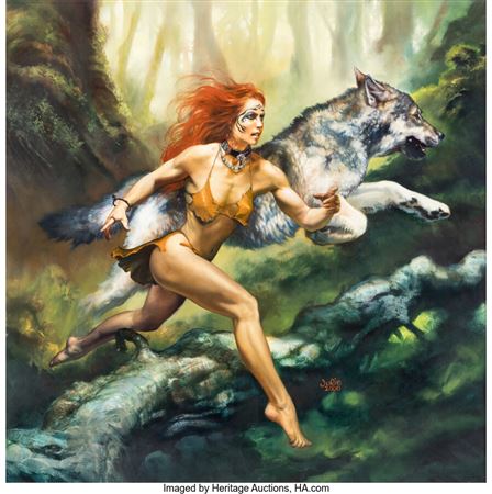 Julie Bell "The Competition" Painting Original Art (2000)