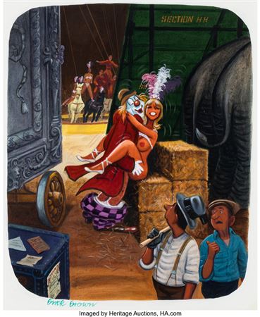 Buck Brown Playboy Single Panel Gag Cartoon Painting Original Art (HMH, undated)
