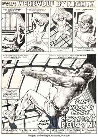 Don Perlin and Vince Coletta Werewolf by Night #10 Story Page 1 Original Art (Marvel, 1974) by Donald David (Don) Perlin - Auction record, sale price, and art valuation. Compare with similar artists and explore comparable artworks.