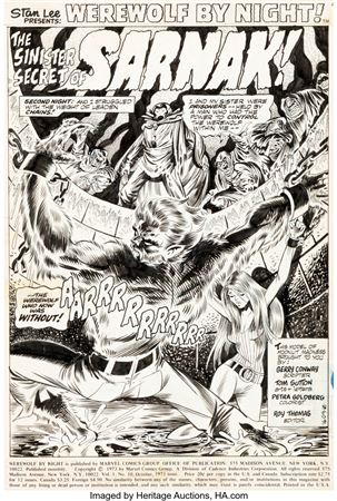 Tom Sutton Werewolf by Night #10 Splash Page 1 Original Art (Marvel, 1973)