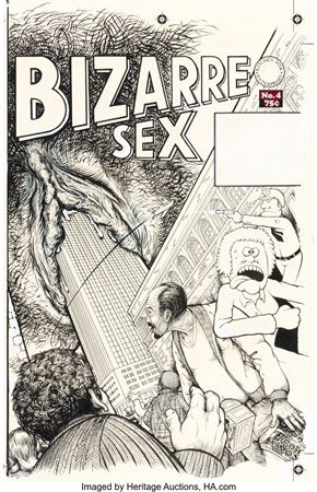 Denis Kitchen, Peter Poplaski, and Peter Loft Bizarre Sex #4 Cover Original Art and Color Elements Group of 5 (Kitchen Sink Press, 1975)