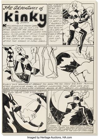 Trina Robbins (as Sheena) Bizarre Sex #4 Complete 3-Page Story Original Art (Kitchen Sink Press, 1975).