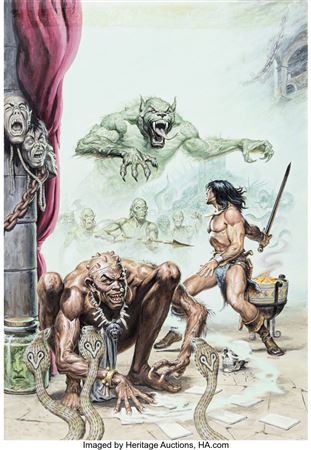 Earl Norem Savage Sword of Conan #176 Cover Painting Original Art (Marvel, 1990)