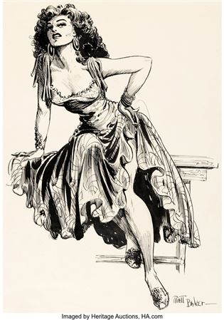 Matt Baker - Flamingo Specialty Illustration Original Art (c. 1950s) by Matt (Clarence Matthew) Baker - Auction record, sale price, and art valuation. Compare with similar artists and explore comparable artworks.