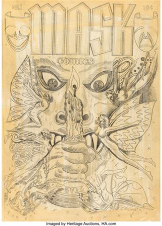 L.B. Cole Mask Comics #1 Cover Re-Creation Preliminary Original Art (c. 1980s)