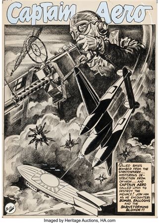 Rudy Palais Captain Aero #24 Splash Page 1 Original Art (Continental, 1945)