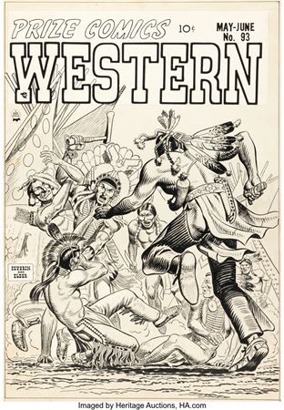 John Severin and Bill (Will) Elder Prize Comics Western #v11#2 (93) Cover Original Art (Prize, 1952).