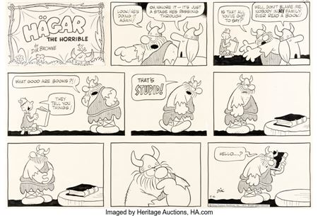 Dik Browne Hagar the Horrible Sunday Comic Strip Original Art dated 5-6-73 (King Features, 1973)