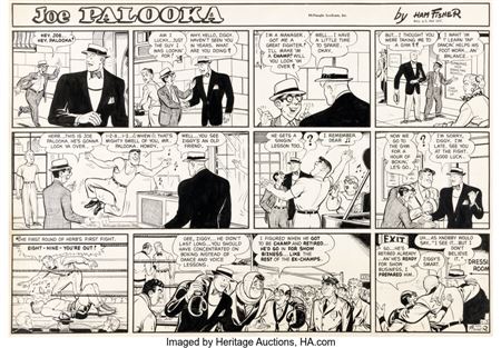 Ham Fisher Joe Palooka Sunday Comic Strip Original Art dated 4-3 (McNaught Syndicate, c. 1940s-'50s)