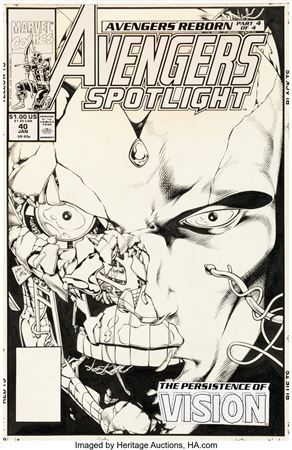 Steve Lightle Avengers Spotlight #40 Vision Cover Original Art (Marvel, 1991)