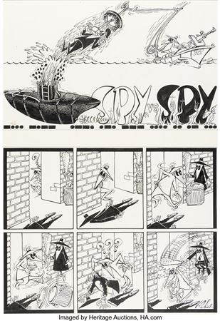 Antonio Prohias MAD #109 "Spy vs. Spy" Complete 1-Page Story Original Art (EC, 1967) by Antonio Prohias - Auction record, sale price, and art valuation. Compare with similar artists and explore comparable artworks.