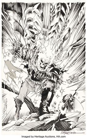 Larry Stroman and Mark Texeira Ghost Rider #11 Cover Original Art (Marvel, 1991)