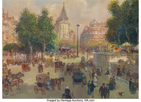 A bustling Parisian street
