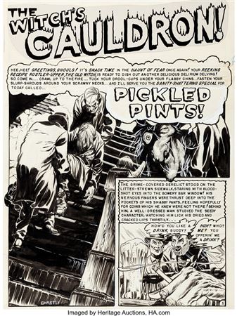 Graham Ingels Vault of Horror #29 Complete 7-Page Story "Pickled Pint" Original Art (EC, 1953)