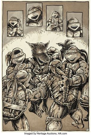 Kevin Eastman and Peter Laird Teenage Mutant Ninja Turtles #7 Splash Page 13 Original Art (Mirage, 1986)