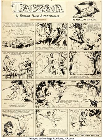 Hal Foster Tarzan Sunday Comic Strip Original Art dated 11-6-32 (United Feature Syndicate, 1932)