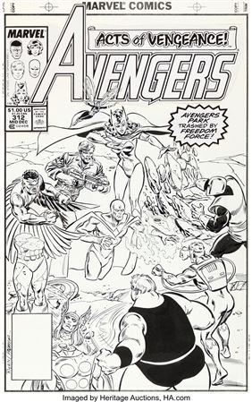 Paul Ryan and Tom Palmer The Avengers #312 Cover Original Art (Marvel, 1989)