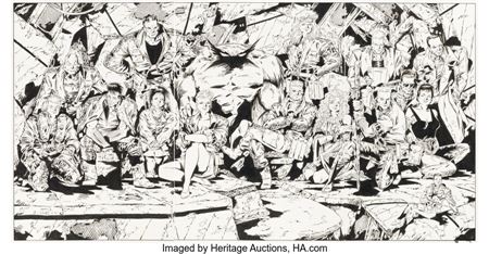 Keith Giffen and Al Gordon Legion of Super-Heroes #13 Gatefold Pull-Out Pin-Up Poster Original Art (DC, 1990)