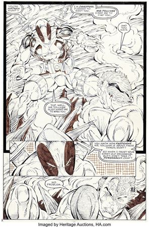 Rob Liefeld The New Mutants #98 First Deadpool Story Page 14 Original Art (Marvel, 1991)