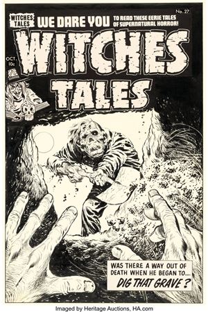 Warren Kremer Witches Tales #27 Uncensored Cover Original Art (Harvey, 1954)