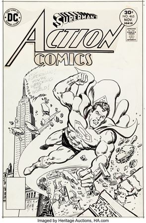 Bob Oksner and Ernie Chan Action Comics #465 Cover Original Art (DC, 1977)