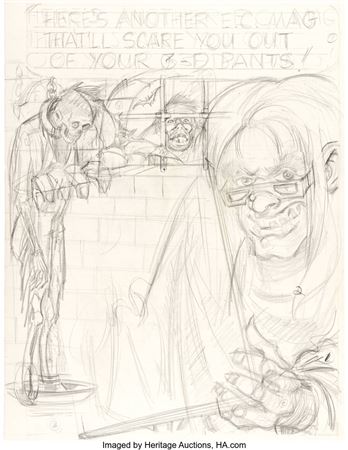 Joe Orlando Three Dimensional EC Classics #1 "Three Dimensional Tales From the Crypt of Terror" House Ad Preliminary Original Art and Production Film Sheets (EC, 1954)
